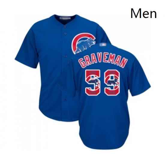 Mens Chicago Cubs 59 Kendall Graveman Authentic Royal Blue Team Logo Fashion Cool Base Baseball Jersey